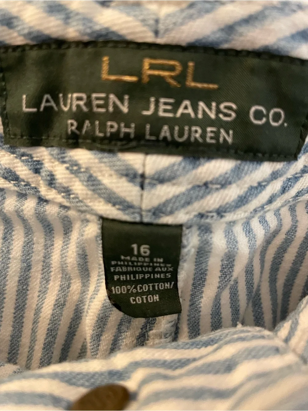 Ralph Lauren Navy and White Striped Cotton Shorts